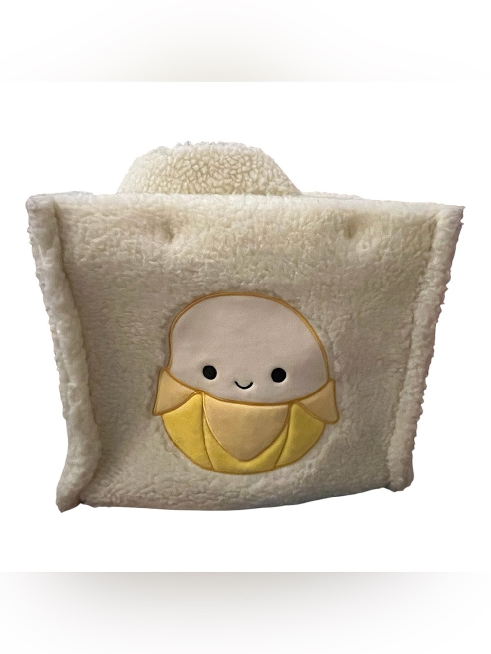 Squishmallows Teal and White Plush Tote with Sherpa Trim